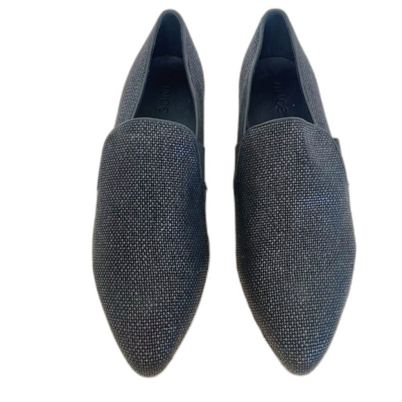 Vince Blair Sneakers Black Leather Woven Slip On Pointed Toe Women's Size 11 - Picture 2 of 8